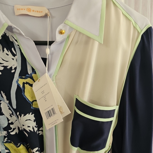 Tory Burch Patchwork Dress with Gold Accents MSRP $498 - Picture 4 of 8